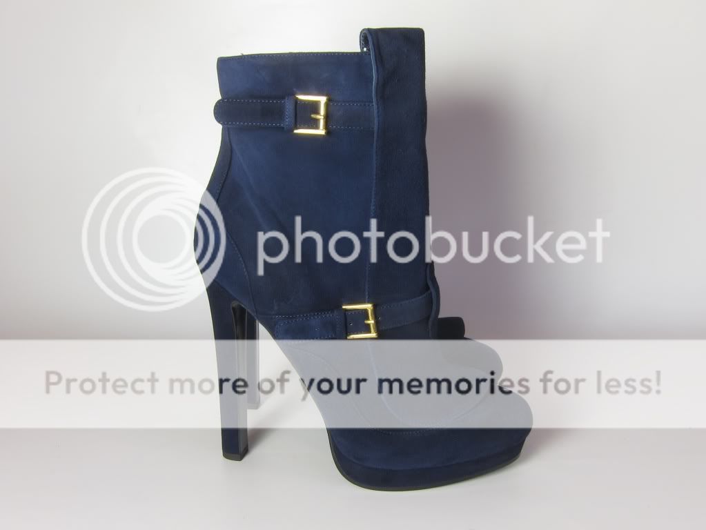 Alexander McQueen Navy Suede Buckled Punk Boot 40 10 Retail $1225 